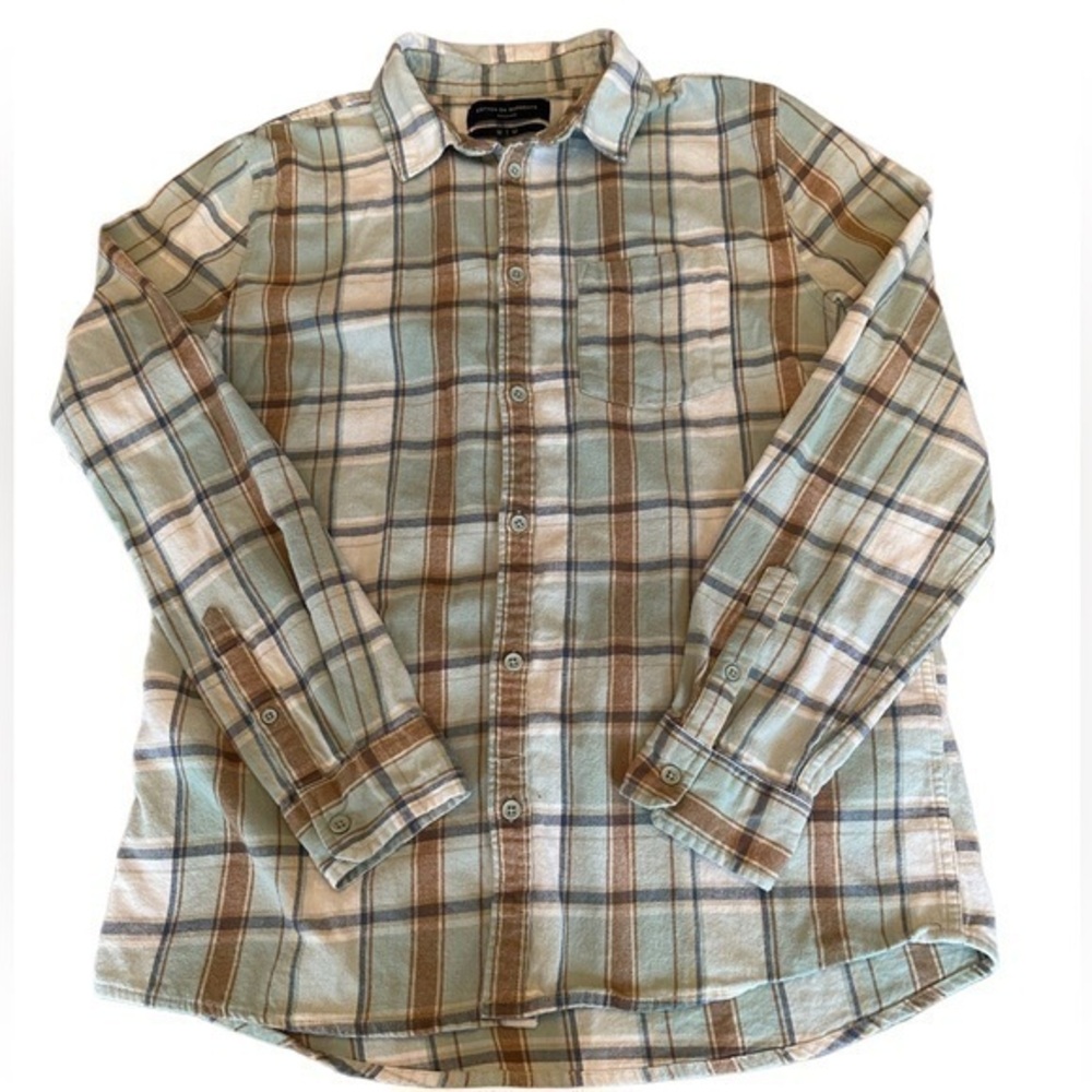 Cotton On Garments Long Sleeve Button Up Flannel Shirt - Mens Size Medium